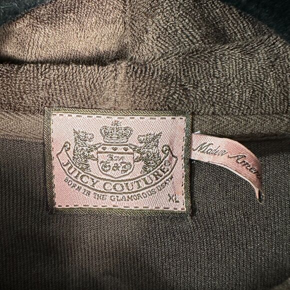 Juicy Couture Vintage Brown Velour Short Sleeve Zip Shirt Size XL - Picture 4 of 4